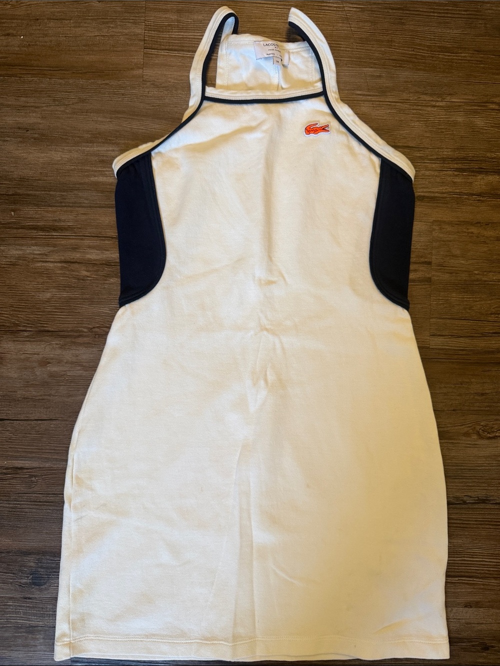 Lacoste White Tennis Dress with Navy Panels and Croc Patch